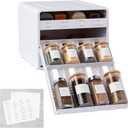 YouCopia SpiceStack Adjustable Spice Rack Organizer, Pull-Down 24-Bottle Seasonings and Spices Holder for Kitchen Cabinet and Pantry Organization with 104 Included Labels | Adjustable, Organizer, Seasonings, Spices Holder, Kitchen Cabinet, White