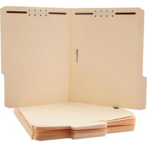 Amazon Basics Manila File Folders with Fasteners for Organized Filing, Letter Size, 100-Pack