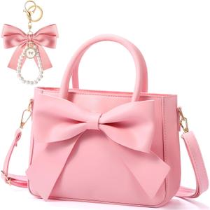 Abbylike Cute Purses for Women Mother Day Gift Leather Crossbody Bag with Bow Handbags with Adjustable Shoulder Strap