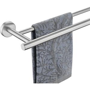 JQK Double Bath Towel Bar, 19 Inch 304 Stainless Steel Thicken 0.8mm Towel Rack Bathroom, Towel Holder Brushed Finished Wall Mount, Useable Length 16 Inch, TB100L16-BN