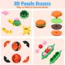 HINZER 100 Pack Animal Erasers for Kids Bulk Pull Apart 3D Puzzle Erasers Classroom Rewards and Prizes Class Treasure Box Kids Party Favors Back to School Supplies