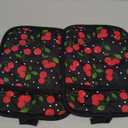 Swooflia 100% Cotton Pot Holders 2 Pack Set for Kitchen with Pockets - Cute 440°F Heat Resistant Oven Hot Pads Heavy Duty for Countertop Home Cooking Baking Microwave BBQ Cherry