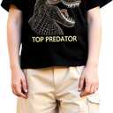 3D Dinosaur Printed Clothes for Boys, Cute Cartoon Animal T-Shirt and Shorts Summer Outfits 2 pcs (Black)