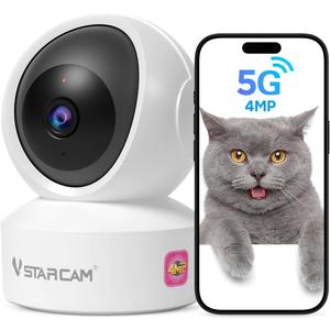 VSTARCAM 5G Security Camera Indoor, 4MP 2.5K Pet Camera with Speaker for Dog/Cat, Baby Monitor with Phone App, Dual-Band WiFi, Auto Tracking, IR Night Vision, 2-Way Talk, Cloud & SD Card Storage