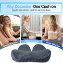 Ergonomic Memory Foam Seat Cushion Hemorrhoid Pillow for Hip Sciatica and Tailbone Pain Relief for Office Chair Car and Home (Grey)