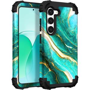 Hocase for Galaxy S24 Plus Case, Shockproof Heavy Duty Protection Soft Silicone Rubber Bumper+Hard Plastic Hybrid Protective Case for Samsung Galaxy S24 Plus (6.7") 2024 - Emerald Green