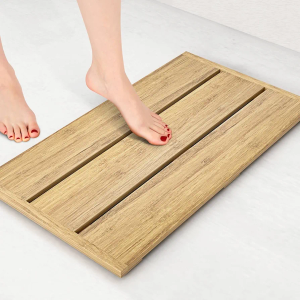 Bamboo Shower Mat for Bathroom - Large Plank Heavy Bamboo Mat, Sturdy and Non-Slip, 31.5''X17.7''
