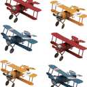 YIYA 6 PCS Metal Airplane Decoration Hanging Airplane Ornament for Boys Room Photo Props Desktop Decoration Office Bedroom Home Decoration, 3 Colors