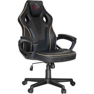 HapGIFT Gaming Chair, Ergonomic Computer Gaming Chairs with Link Armrest, PU Leather Video Game Chairs for Adults Teens, Height Adujustable Racing Style PC Chair for Home, 300LBS (BLACK), Small