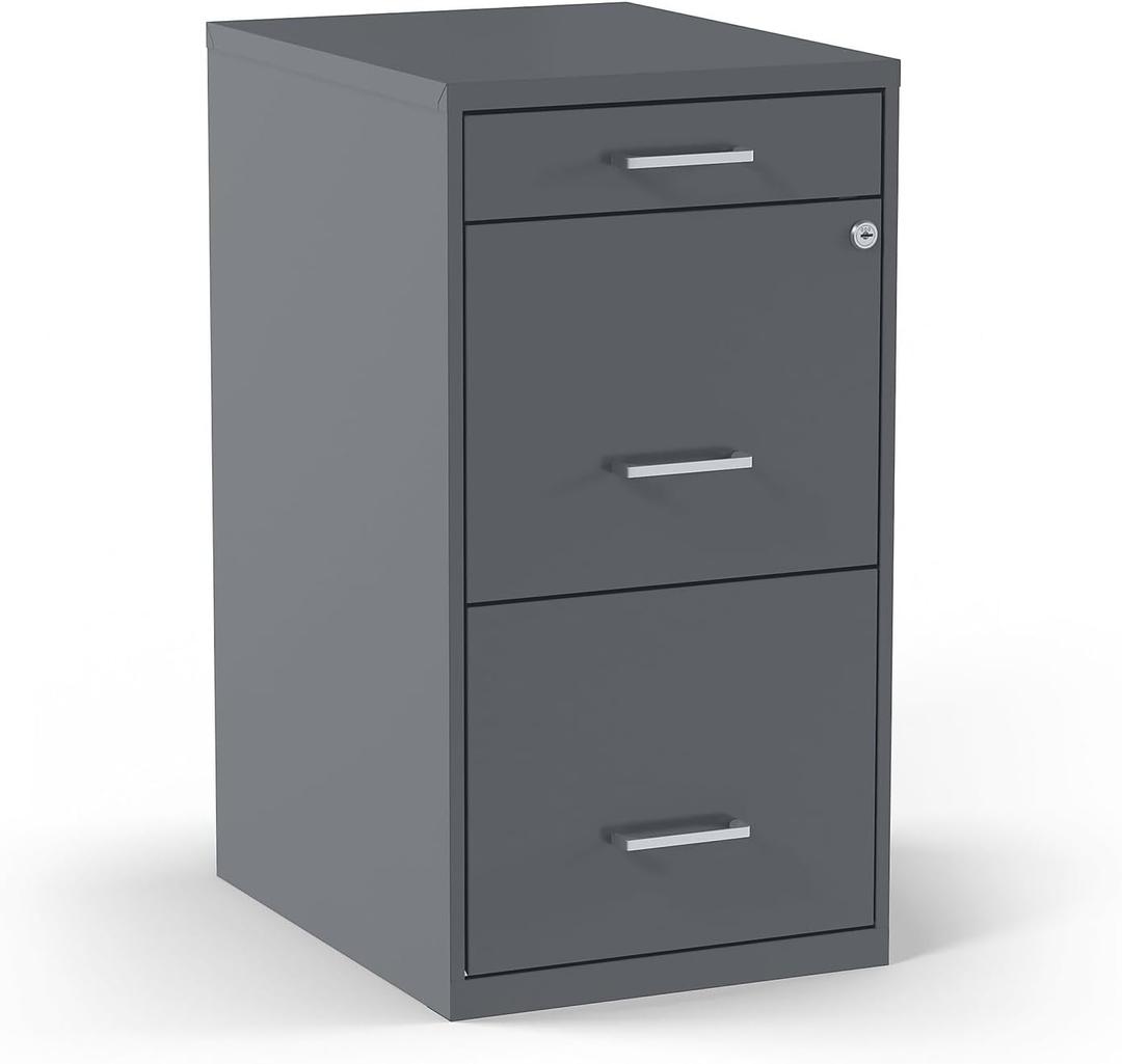 Staples 3-Drawer Vertical File Cabinet, Letter/Legal, Locking, Charcoal