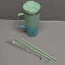 BJPKPK Insulated Tumbler with Handle, 22oz Insulated Tumblers with Lid and Straw, Stainless Steel Metal Water Bottles, Coffee Travel Mugs, Cups, Mint