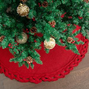 Mr. Pen Christmas Tree Skirt - 48 Inch, Red Knitted Xmas Skirt