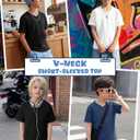Boy V Neck Shirt Short Sleeve Summer Top | 3 Pack, Soft Breathable Fabric, V Neck, Short Sleeve, Loose Fit, Casual, Athletic, School, Play, Summer Wear