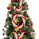 Spiareal Large Peppermint Ornaments 14 Inch Christmas Tree Candy Cane Decorations Joy Red and White Stripe Hanging Ornament Gift for Holiday Xmas Party Decoration(Red White Stripe Without Pine Cones)