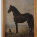 Gold Framed Wall Art Vintage Farmhouse Horse Dog Pictures Wall Decor Classic Antique Horse Canvas Art Prints Rustic Country Animal Artwork Paintings for Living Room Bedroom 16x24in