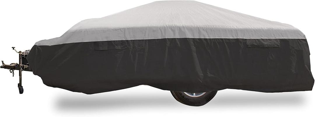 Camco ULTRAGuard 14-16-Ft Pop-Up Camper RV Cover - Features Covered Air Vents & Cinching Straps - Shields Camper from The Elements - Includes Storage Bag for RV Storage and Organization (45764)