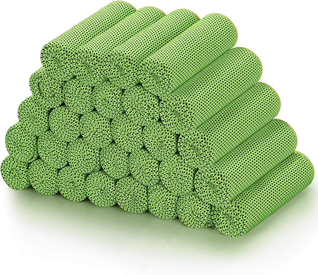 Cooling Towels (40"x 12", Pack of 30) for Neck and Face, Cold Towel for Hot Weather, Sports, Workout, Fitness, Gym, Yoga, Golf, Pilates, Travel, Camping & More