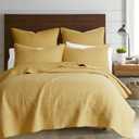 Levtex Home - Cross Stitch Ochre Quilt Set - 100% Cotton - Full/Queen Quilt (88x92in.) + 2 Standard Shams (26x20in.) - Reversible - Cotton Fabric