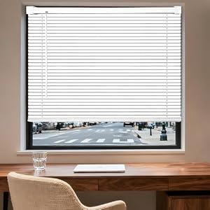 BLINDLYHOME Cordless 1" Vinyl Mini Blinds for Indoor Windows（22" W x 36" L）
