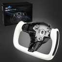 ZIMABLUE Yoke Steering Wheel Personalized Yoke Steering Wheel, Nappa Leather with Side Matte Carbon Fiber without Front Trim for Tesla Model 3 2017-2023, Model Y 2019-2024 With Heating Function