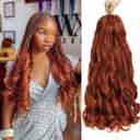 WIPPORYA French Curly Braiding Hair 18 Inch 6 Packs Black Loose Wave Bouncy Crochet Hair Pre Stretched 100g/pack Yaki Curly Hair for Black Women Hair Extensions (18inch #350)