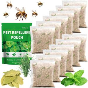10 Pack Peppermint Wasp Repellent Pouch for Yard, Natural Carpenter Bee Repellent Keep Yellow Jackets Out from Outdoor Yard Attic Garden House, Long-Lasting Protection, Safe for Dogs and Children