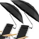 2 Pack 48.6" Double Canopy Umbrella with Clamp, UPF50+ Beach Chair Umbrella with Clip, 360Adjustable Portable Outdoor Wheelchair, Patio, Golf Carts,CampingBlack