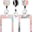 2 Pack Badge Holder and Heavy Duty Retractable Reel, ID Badge Holders with Retractable Clip for Nurse Teacher Student Office Women Men