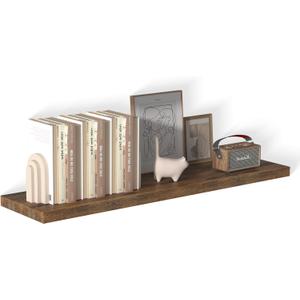 Large Floating Shelves for Wall 1 Pack Deep Floating Shelves No Drilling Accessories Included Deep Wall Shelves for Living Room Kitchen Farmhouse 48" W x 12" D x 1.2" H Rustic Brown