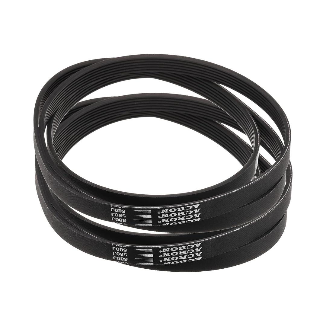 uxcell 2pcs 580J6 PJ V-Ribbed Belt 6 Ribs 58" Length x 0.55" Width x 0.14" Height, EPDM Rubber Poly V Belt, Multi Wedge Micro V Belt