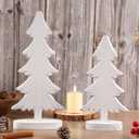 2 x Christmas Decorations-2pcs Natural Wood Christmas Trees Tabletop Sign-Vintage Indoor Centerpieces for Table Mantle Xmas Party Decor(White)