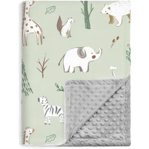 BORITAR Baby Blanket for Boy Girls Soft Lightweight Minky Blanket with Double Layer Dotted Fleece Backing for Toddler Infant Newborn with Lovely Woodland Animal Design, 30 x 40 Inch
