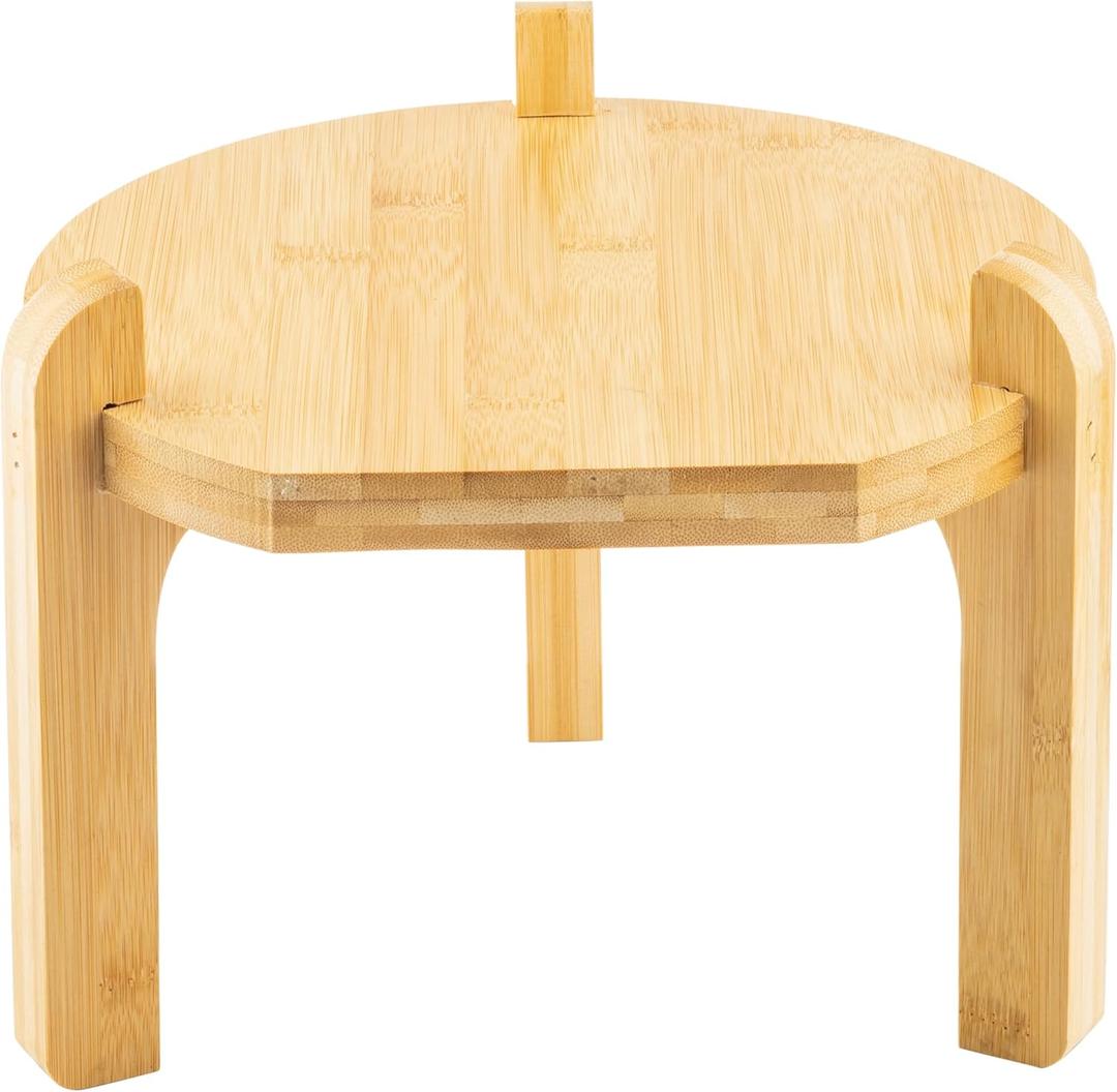 TableCraft12654 Acacia Wood Stand for Glass Beverage Dispensers, Beverage Holder, 10" Dia x 8" H, Raises Dispenser 6-3/4", Ideal for Catering & Restaurants