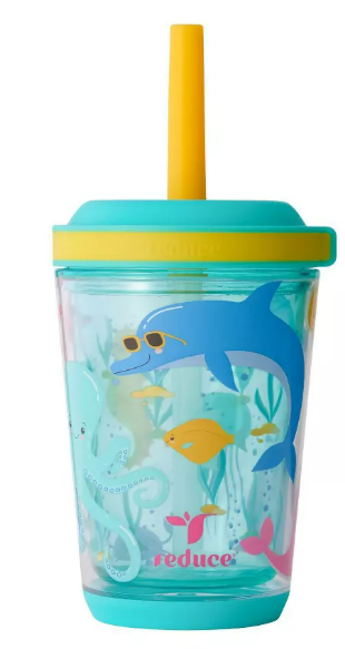 Reduce 12oz Cartwheel Straw Cup, Blue