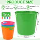 OBTANIM 4 Pack Colorful Plastic Buckets Drink Cooler Storage Ice Pails with Handles for Plants, Party Favors Organizing, Home Decor or Classrooms Pencil Storage