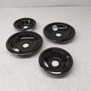 Black Stove Burner Drip Pans Replacement 6 In & 8 In