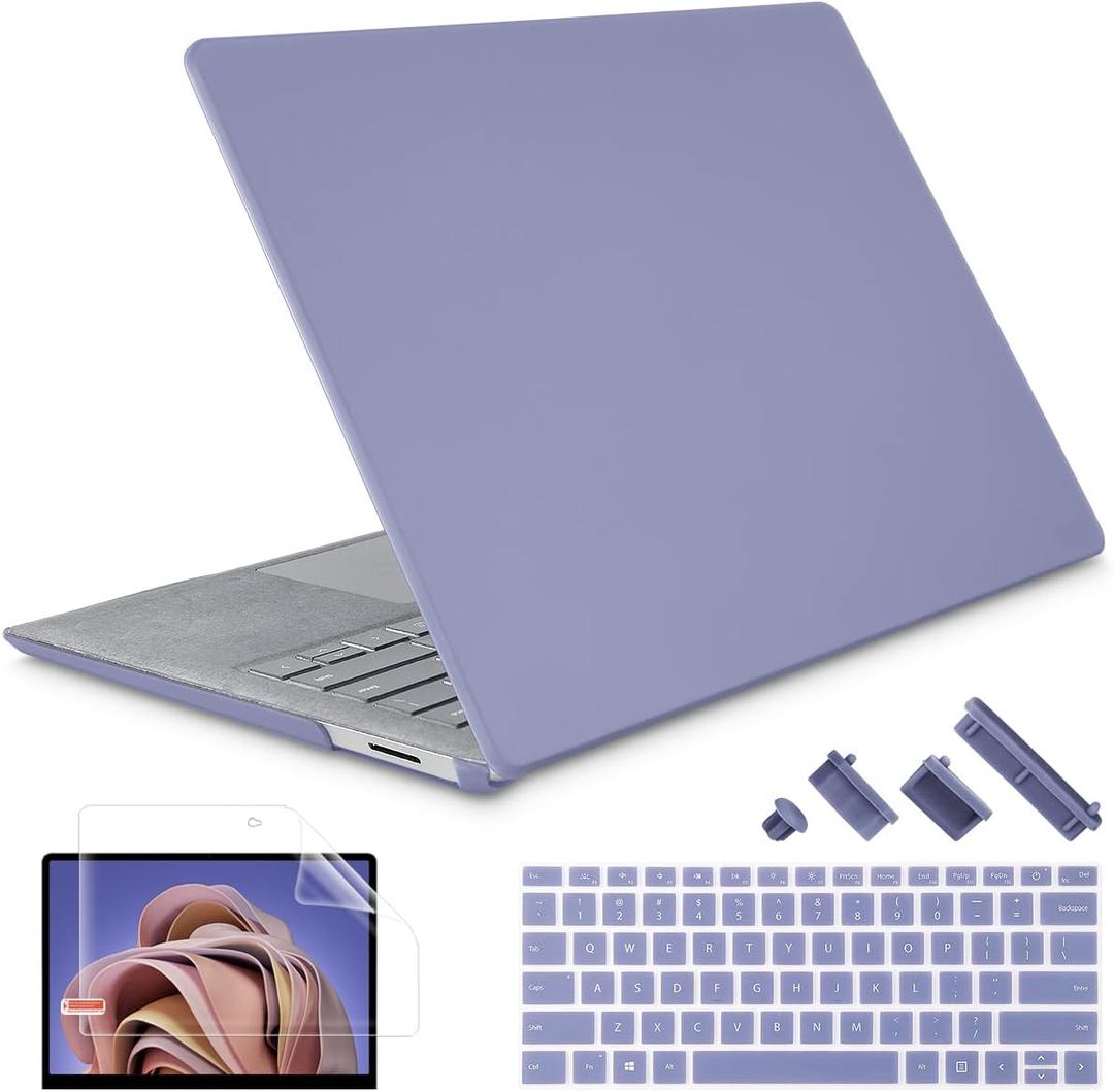 Case for 13.5" Microsoft Surface Laptop 5/4/3 with Alcantara Palm Rest ONLY 2022 2021 2019 Release Models: 1950/1958/1867, Plastic Hard Shell Case with Keyboard Cover,Lavender Gray
