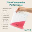 FEBU Compostable Food Storage Bags Variety Pack, 260 Count | Compostable & Biodegradable | PFAS & BPA Free, Non-Plastic | Drawer Organizer Box | 90 Snack, 90 Sandwich, 50 Quart, 30 Gallon