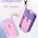 2 Sets Silicone Case Compatible with Touchland Hand Sanitizer Spray 1 FL. OZ./30 mL, Stylish Hand Sanitizer Mist Accessory with Portable Keychain (Pink, Purple)