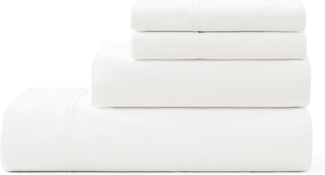 UGG King Sheet Set 4-Piece Luxury Cooling Sheets Deep Pockets Premium Bedding with 2 Pillow Shams Hypoallergenic Machine Washable Soft Lightweight Bed Set for Bedroom, King, White (Hedi)