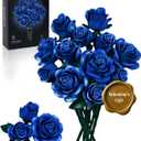 iATOM Blue Rose Bouquet Building Set, 12Pcs Flowers Botanical Collection for Adults, Valentine's Day Gift for Her/Girlfriend/Mom/Wife/Couple, Vintage Home Office Table Centerpiece Decor Aesthetic