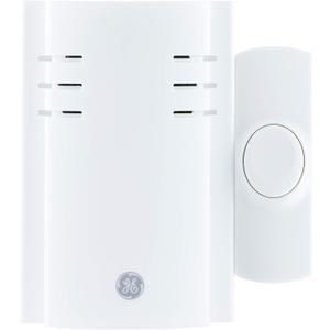 GE Wireless Doorbell Kit,Plug-In Receiver,1 Push Buttons Door Bell,8 Melodies Doorbell Chime,4 Volume Levels,Classroom Doorbell,150 Ft Range,White,19299