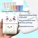 Mini Printer Portable Sticker Printer with 10 PaperRolls,Thermal Printing Pod,Ink-Free Bluetooth Label Maker DIY Crafts,Journals,Photos,Office & Home Use Printing Gift Box