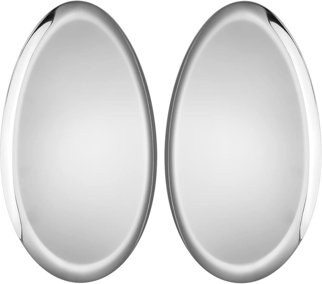 2-Piece Large Olive-Shaped Silver Stainless Steel Serving Tray  Champagne, Cocktail & Bar Tray with Mirror-Polished Finish for Jewelry, Candles & Coffee Table Decor