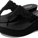 Skechers Women's Padma Flip-Flop, Black/Black, 9