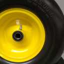 13x5.00-6 Flat Free Lawn Mower Tire and Wheel, Smooth Tread Tire for Lawnmower, Bearing Bore Hole 3/4" & 5/8, 3.25"-5.9" Centered Hub, 2 PCS