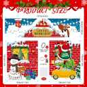 Peryiter 3 Pcs Life Size Christmas Door Cover Banner with LED Light Red Brick Santa's Workshop Decorations Large Classroom Door Decorations Xmas Party Porch Banner for Holiday House Front Background