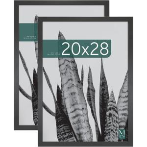 MCS Studio Gallery 20x28 Poster Frame Natural Woodgrain, Vertical & Horizontal Wall Hanging Large Picture Frame for Photos, Posters & Art Prints (2-Pack)