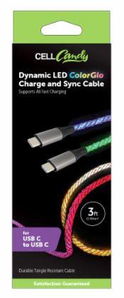 CELLCandy Dynamic LED ColorGlo USB-C Charge & Sync Cable for USB- to USB-C
