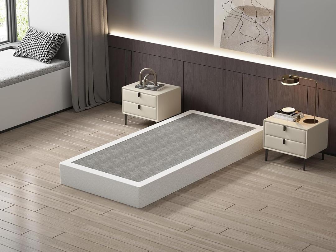 AROMUSTIME Twin Box Spring 9 Inch High Profile Black Heavy Duty Metal Mattress Foundation with Fabric Cover, Easy Assembly, Non-Slip & Noise-Free
